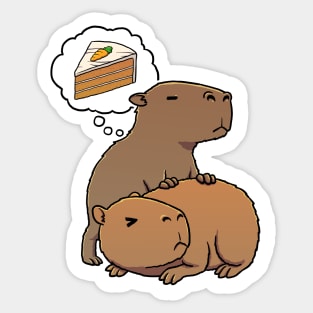 Capybara hungry for Carrot Cake Sticker
